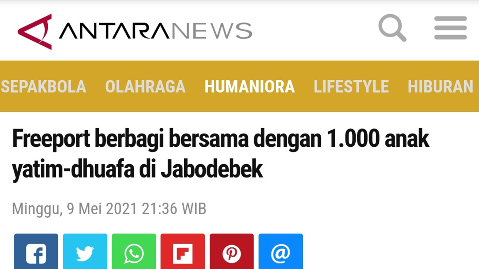 Yatim Binaan Miraj Mulia Terima Paket dari PT Freeport Indonesia