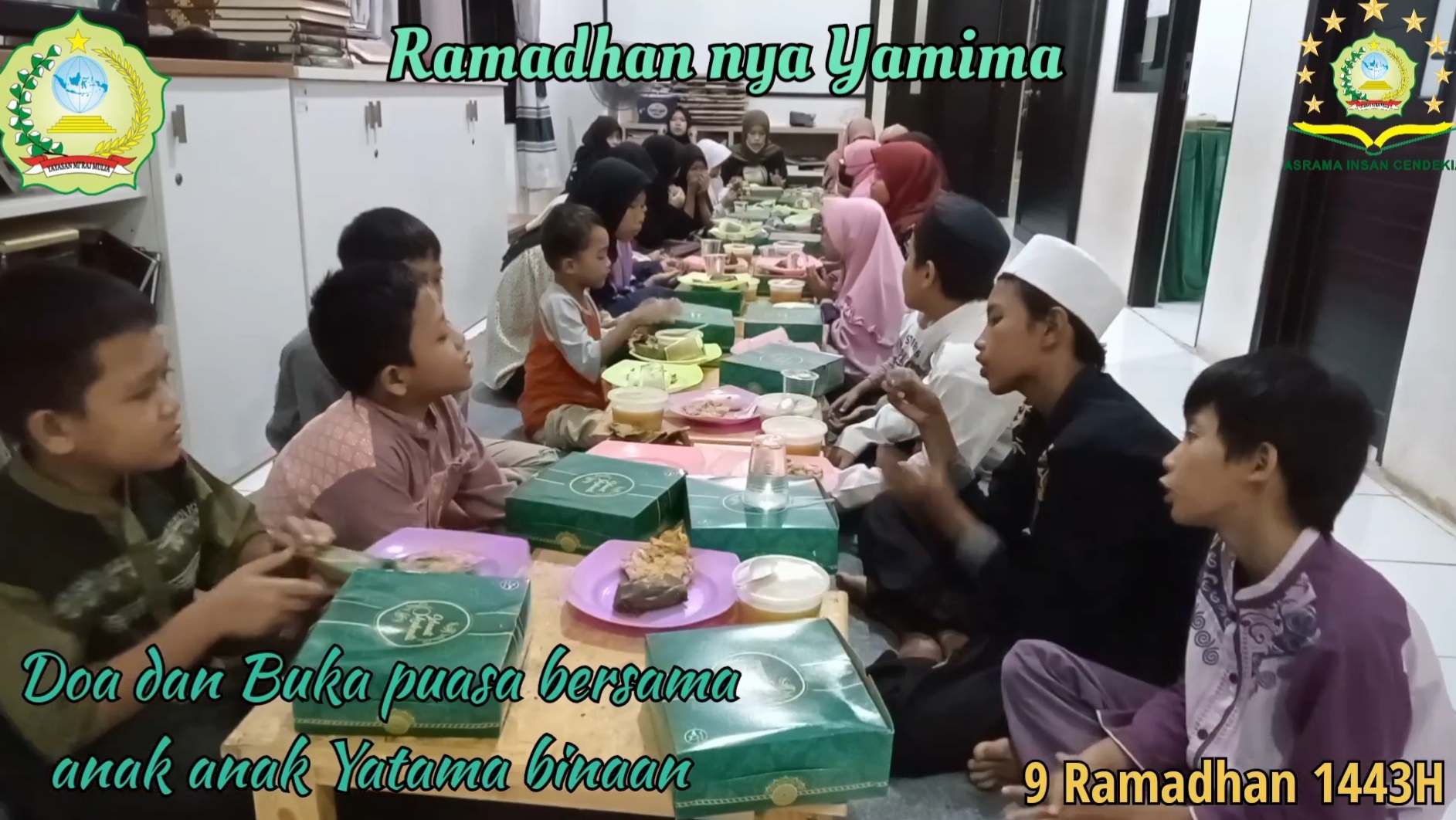 Buka bersama anak anak Yatama binaan Yayasan Mi’raj Mulia, 9 Ramadhan 1443 H