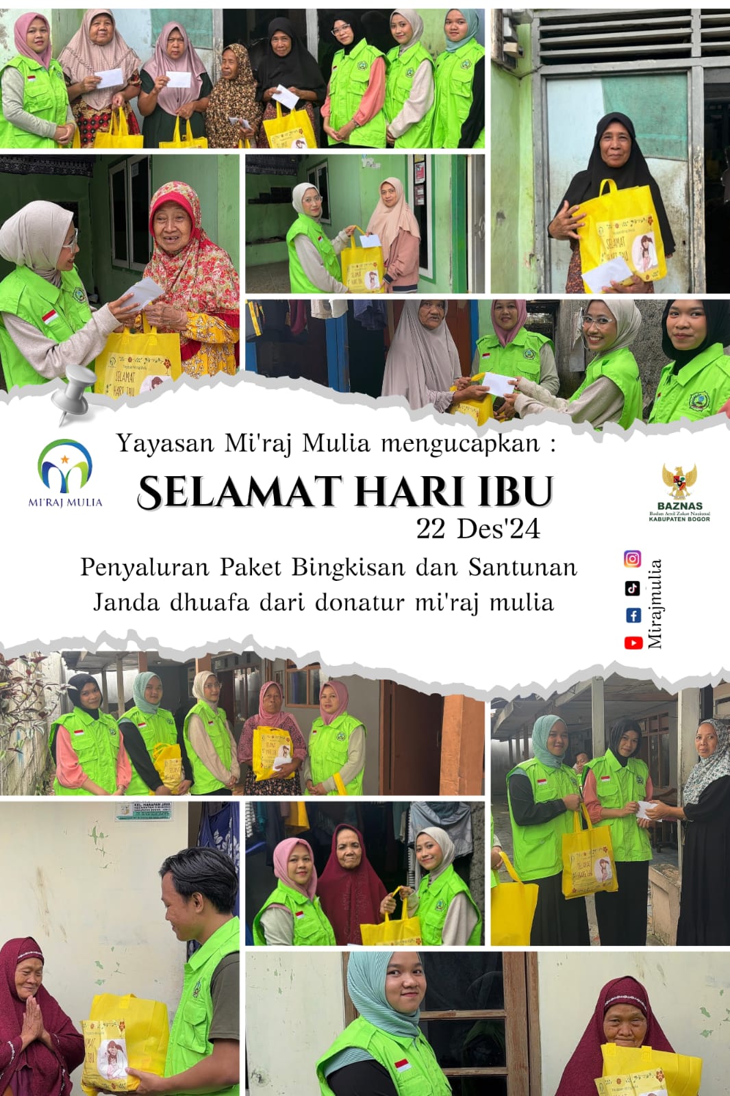 Yayasan Miraj Mulia Merayakan Hari Ibu dengan Door to Door ke Rumah Yatim Dhuafa
